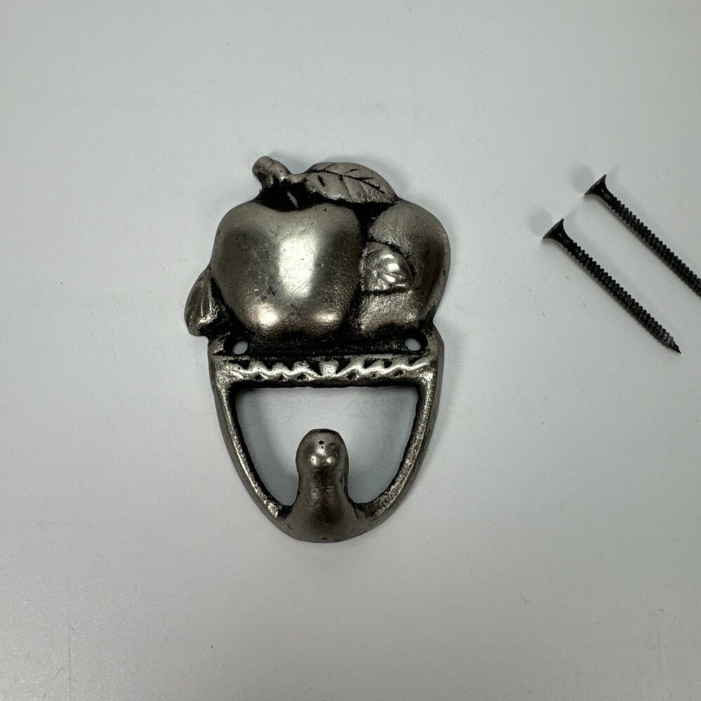 Cast Iron Apple Wall Hook 4 1/4" x 3" w/ (2) 2" Screws